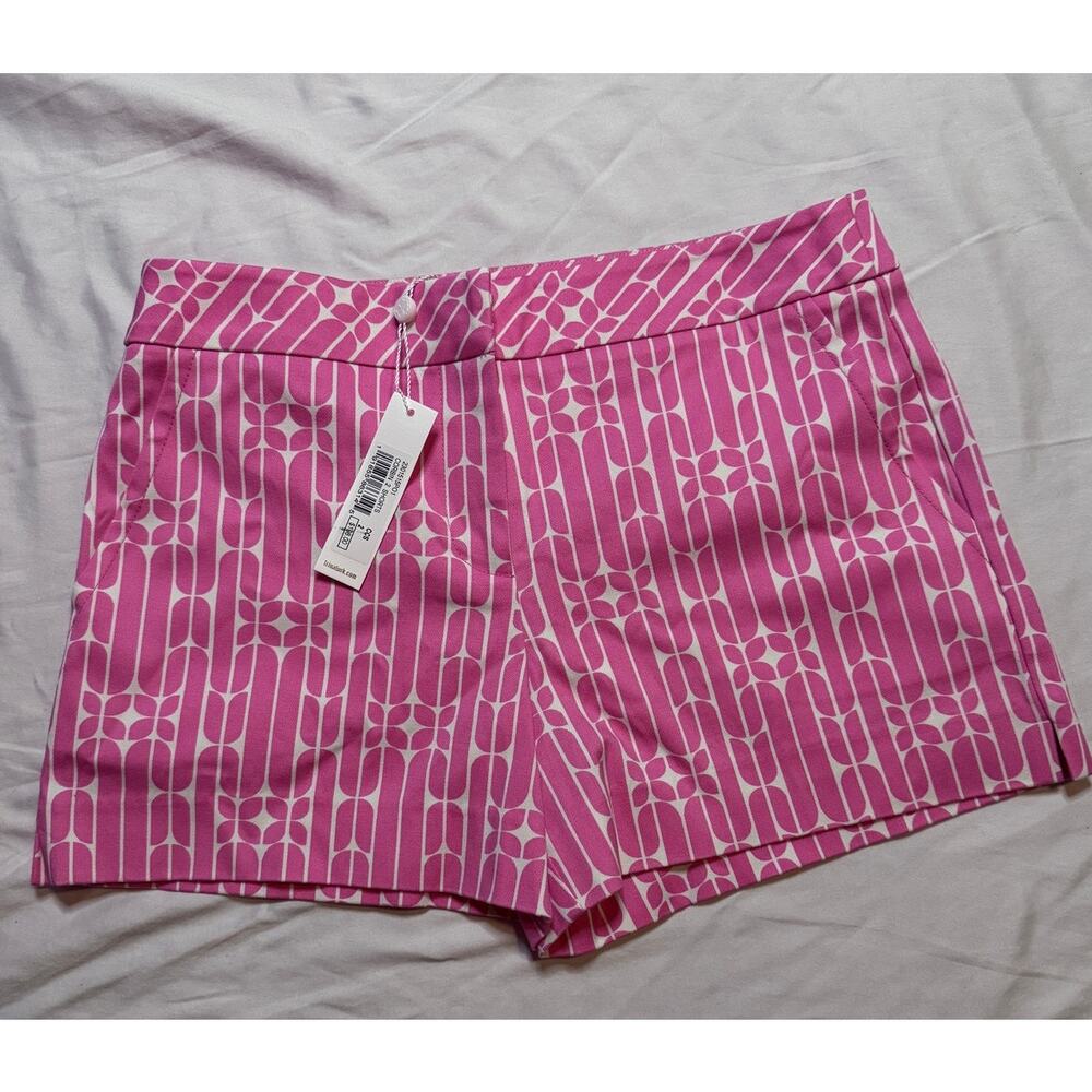 NWT Trina Turk womens Corbin 2 pink white shorts size 2
